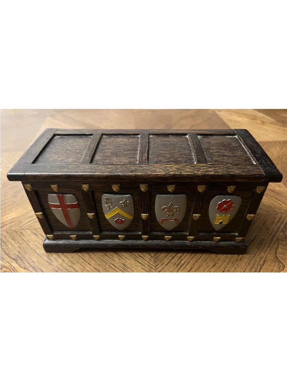 VINTAGE TALLENT OF OLD BOND ST - MUSIC BOX - PLAYS “CAROUSEL” - HERALDIC SHIELD